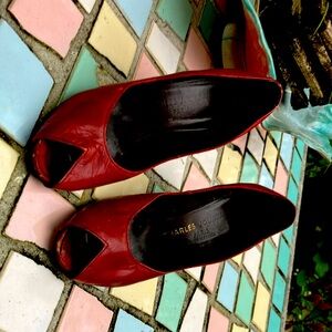 Wine peep toe vintage Charles Jordan